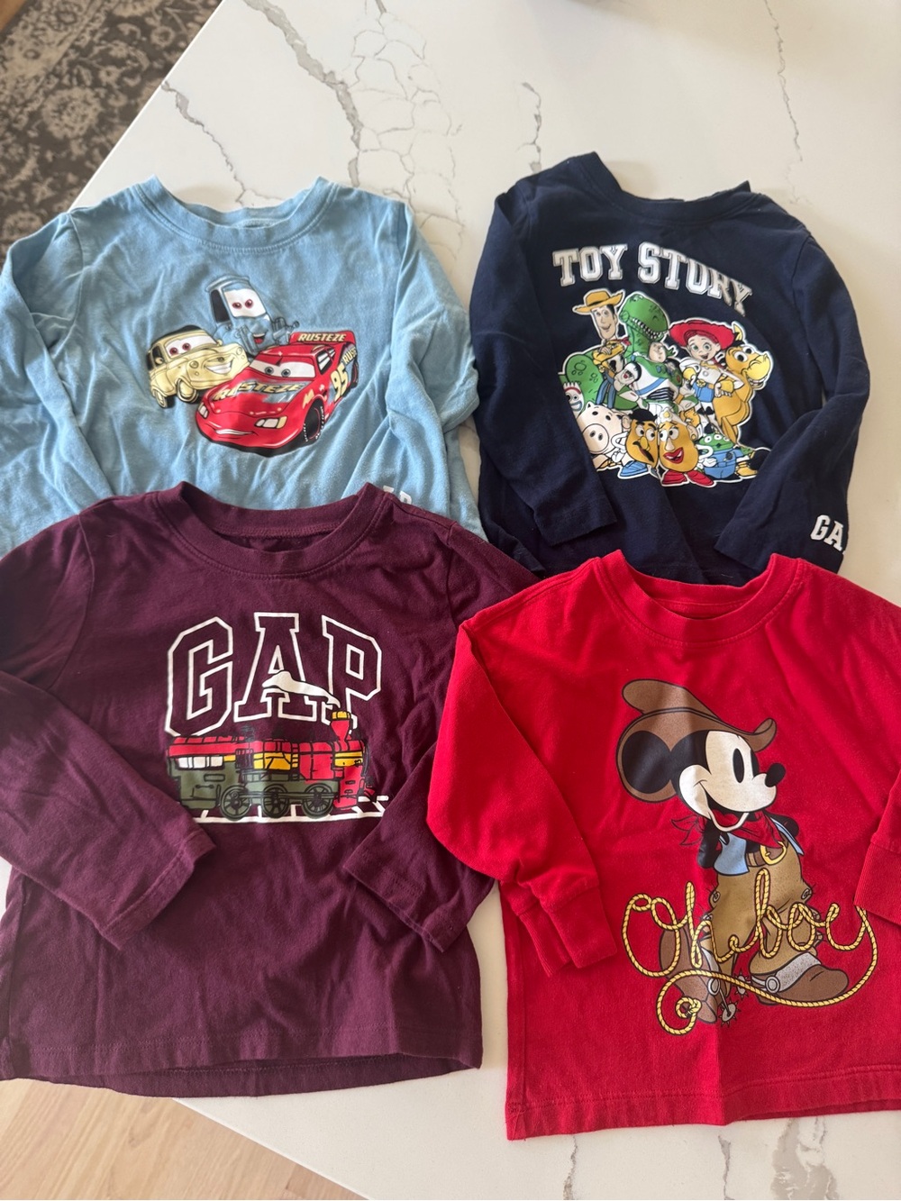 GAP Kids Long Sleeve Tees - Light Blue, Navy, Burgundy, Red